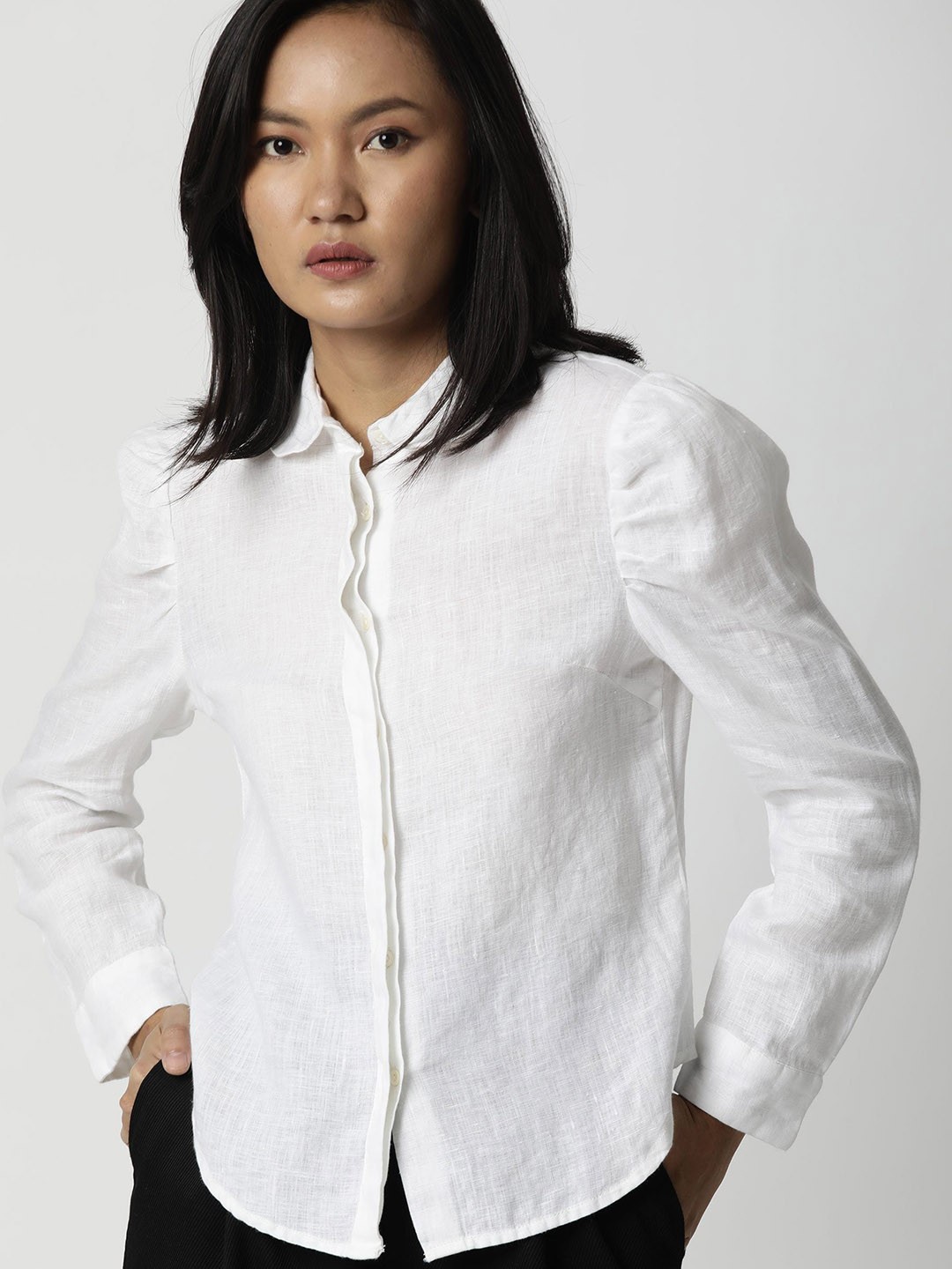 

RAREISM White Linen Shirt Style Top