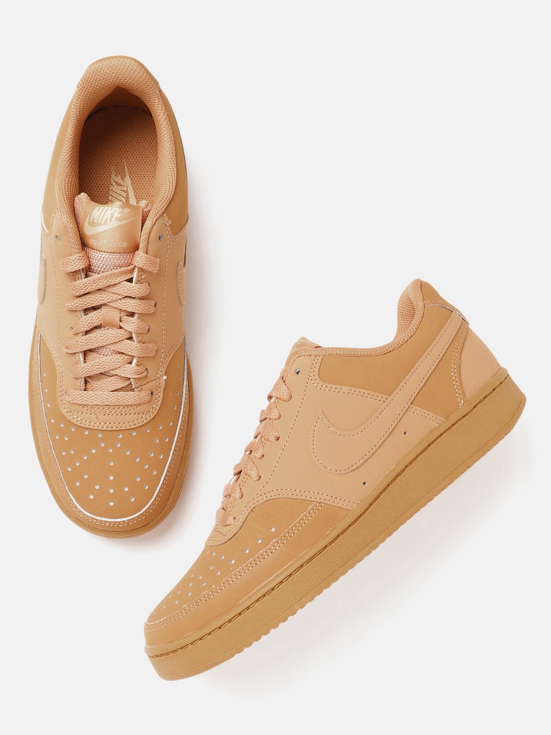

Nike Men Brown Court Vision Low Leather Sneakers