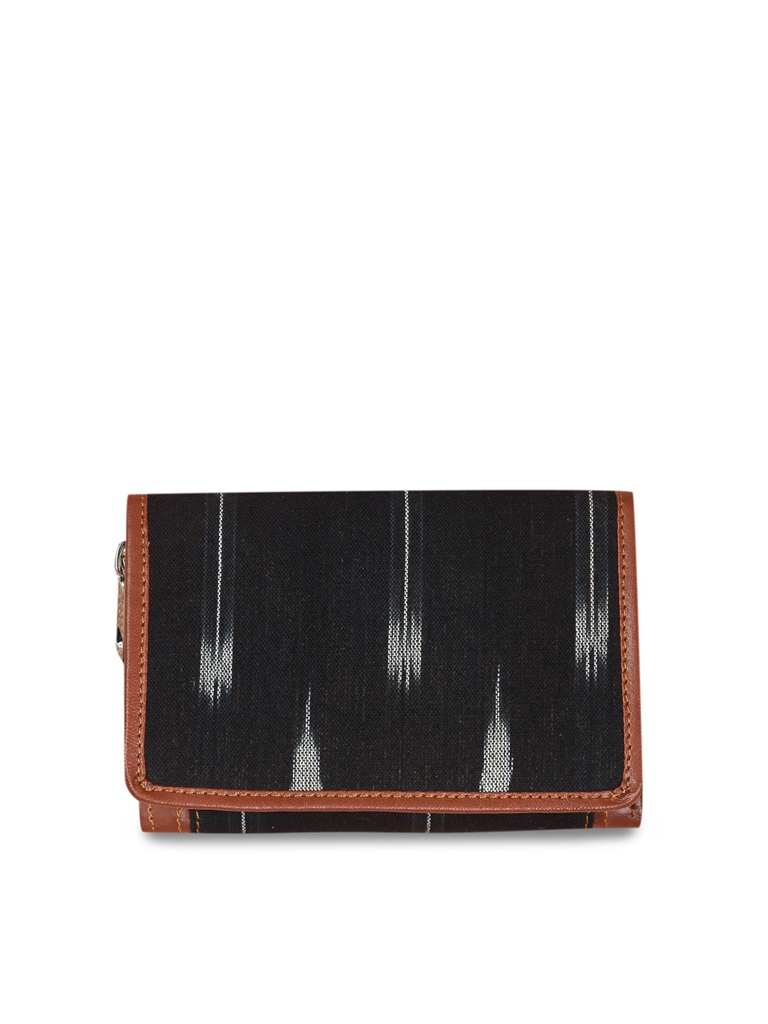 

ZOUK Women Black & White Abstract Woven Design Three Fold Wallet