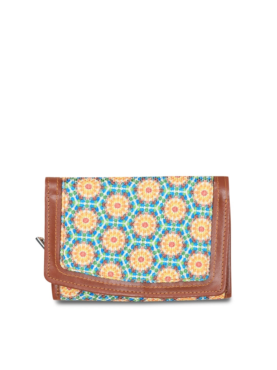 

ZOUK Women Multicoloured Geometric Printed Three Fold Wallet, Multi