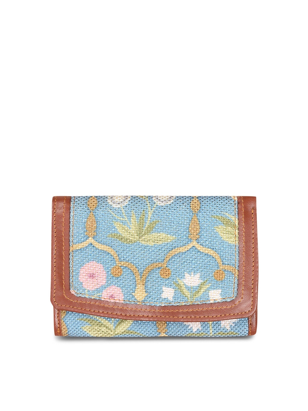 

ZOUK Women Blue & Pink Floral Printed Three Fold Wallet