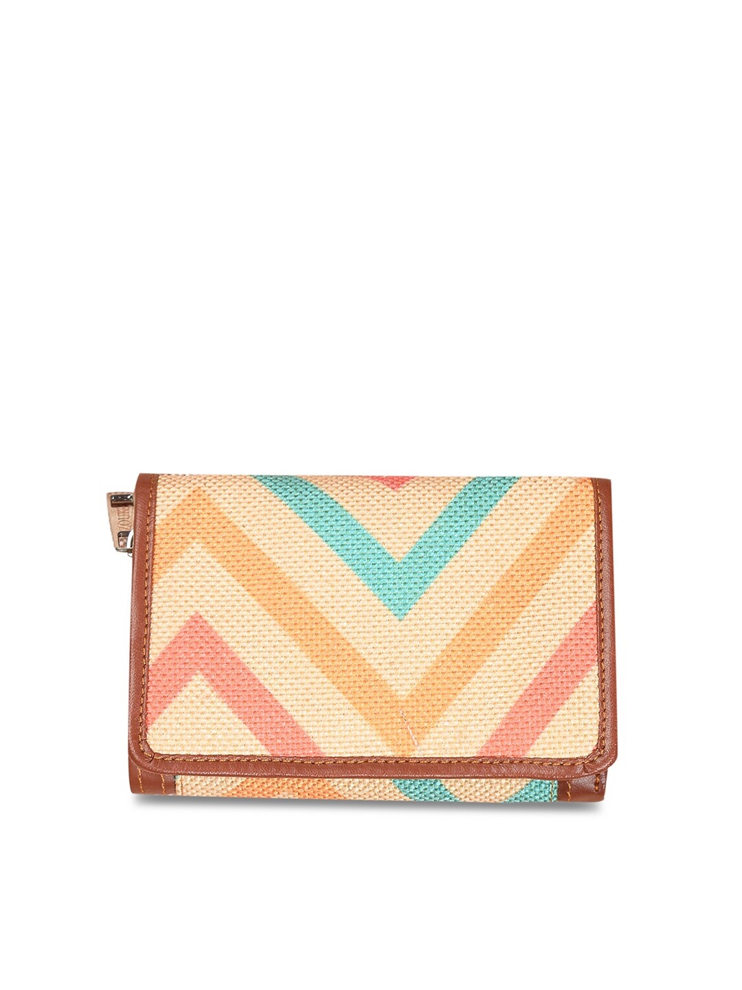 

ZOUK Women Multicoloured Geometric Printed Three Fold Wallet, Multi