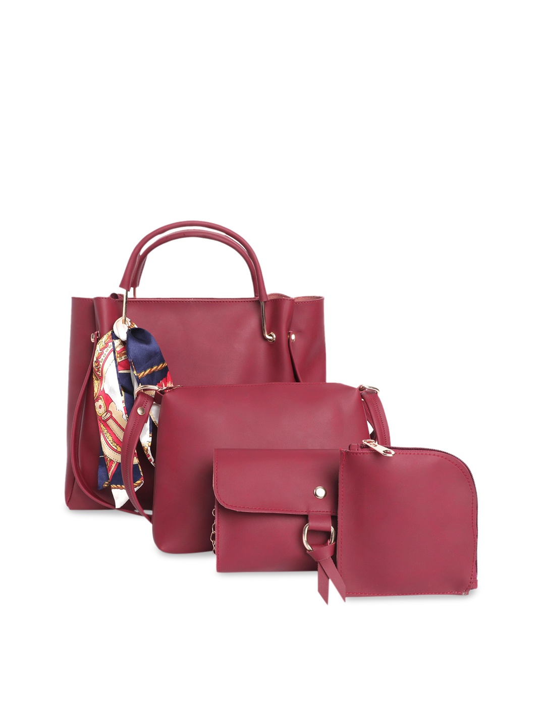 

Fostelo Set Of 4 Maroon Shopper Combo Handheld Bag