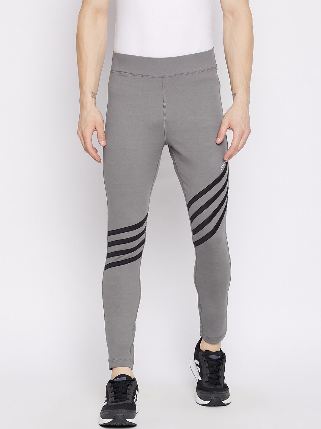 

JUMP USA Men Grey Striped Active Wear Tights