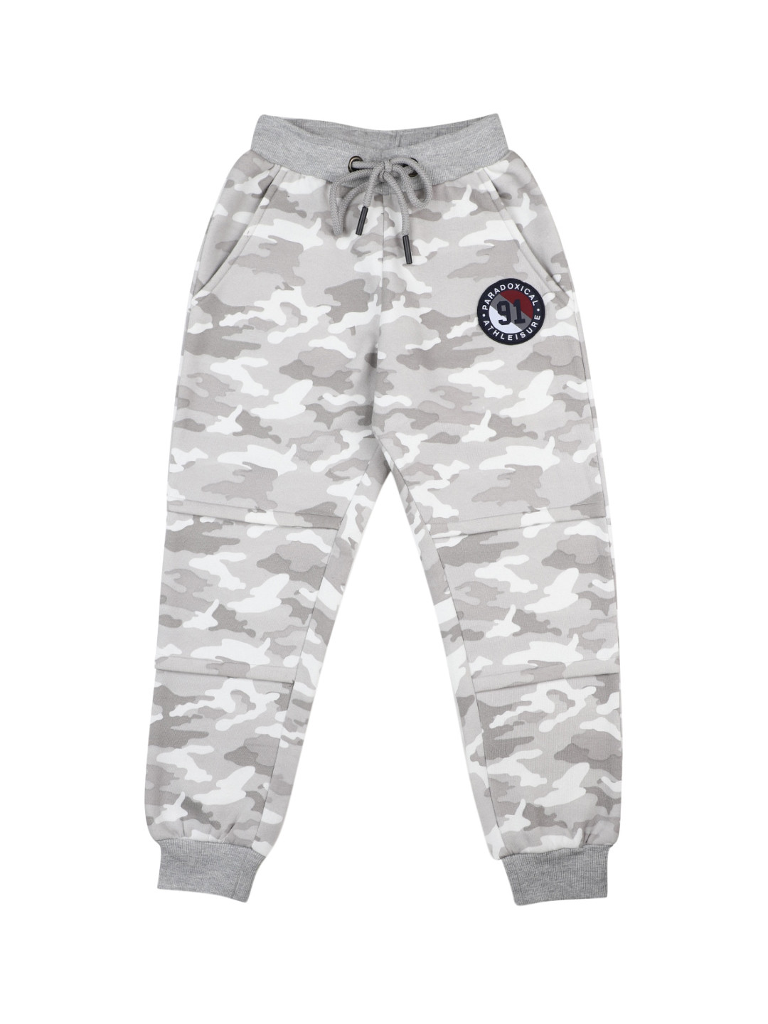 

Stupid Cupid Boys Grey & White Camouflage Printed Cotton Joggers