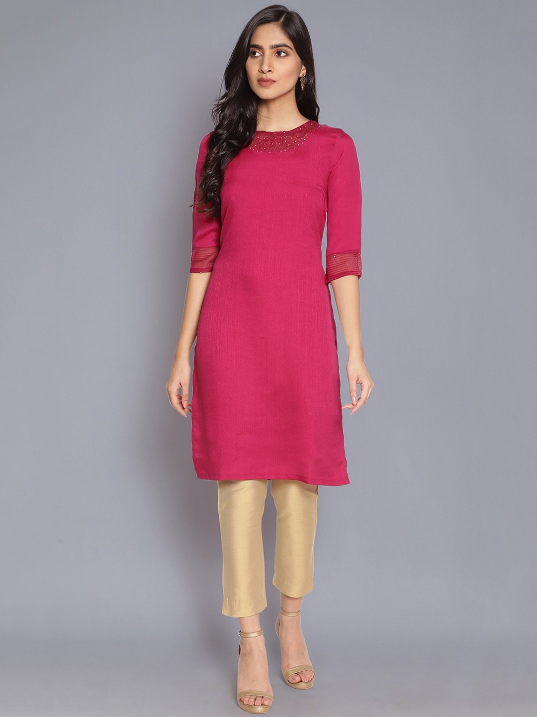 

W Women Purple Solid Kurta