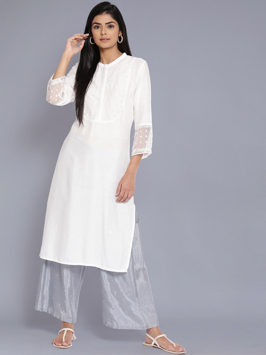 

W Women Beige Yoke Design Kurta
