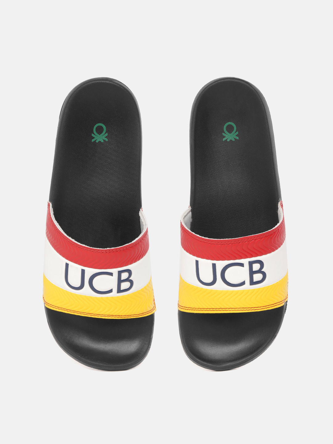

United Colors of Benetton Men Red & White Brand Logo Print Sliders