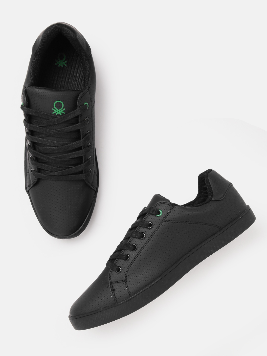 

United Colors of Benetton Men Black Perforated Sneakers
