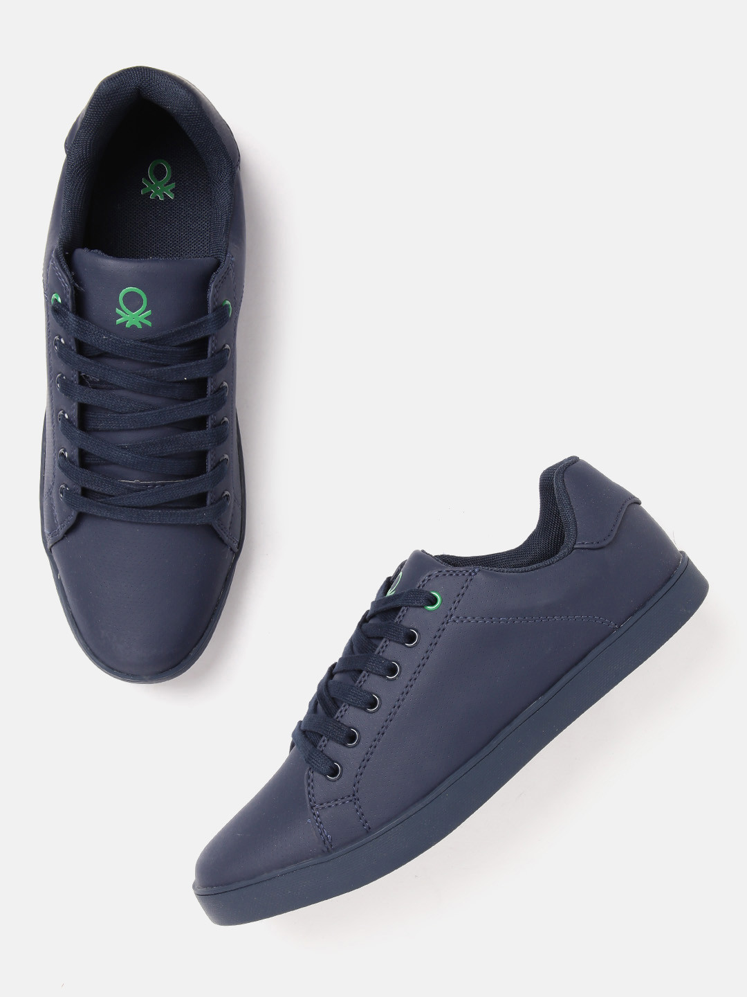 

United Colors of Benetton Men Navy Perforated Sneakers, Navy blue
