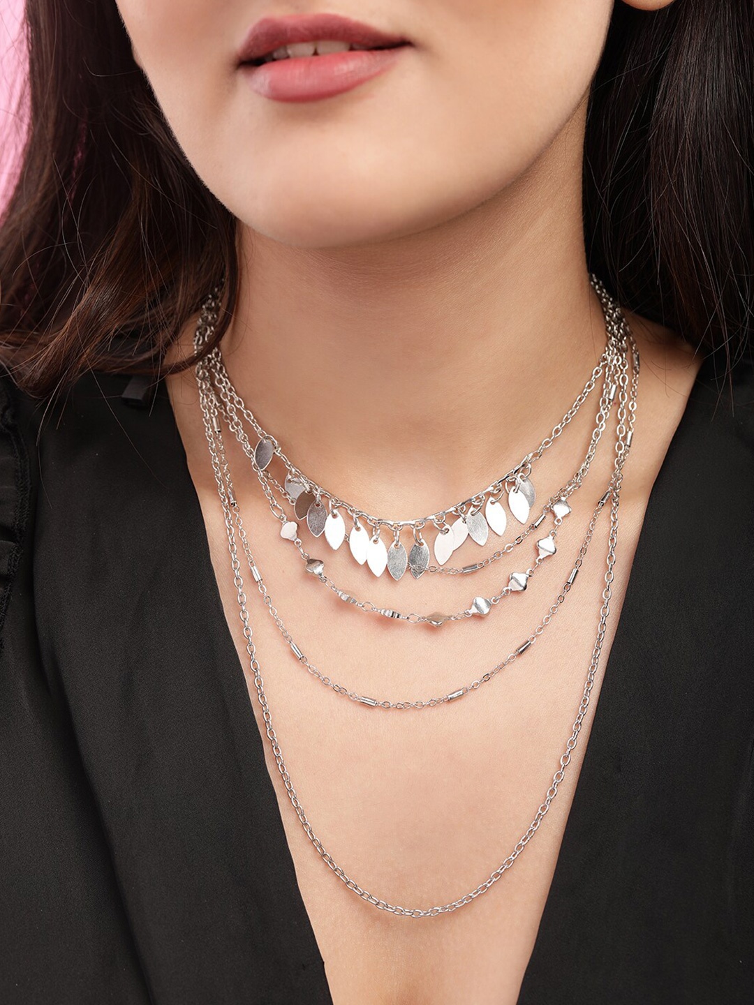 

TOKYO TALKIES X rubans FASHION ACCESSORIES Silver-Toned Silver-Plated Handcrafted Necklace