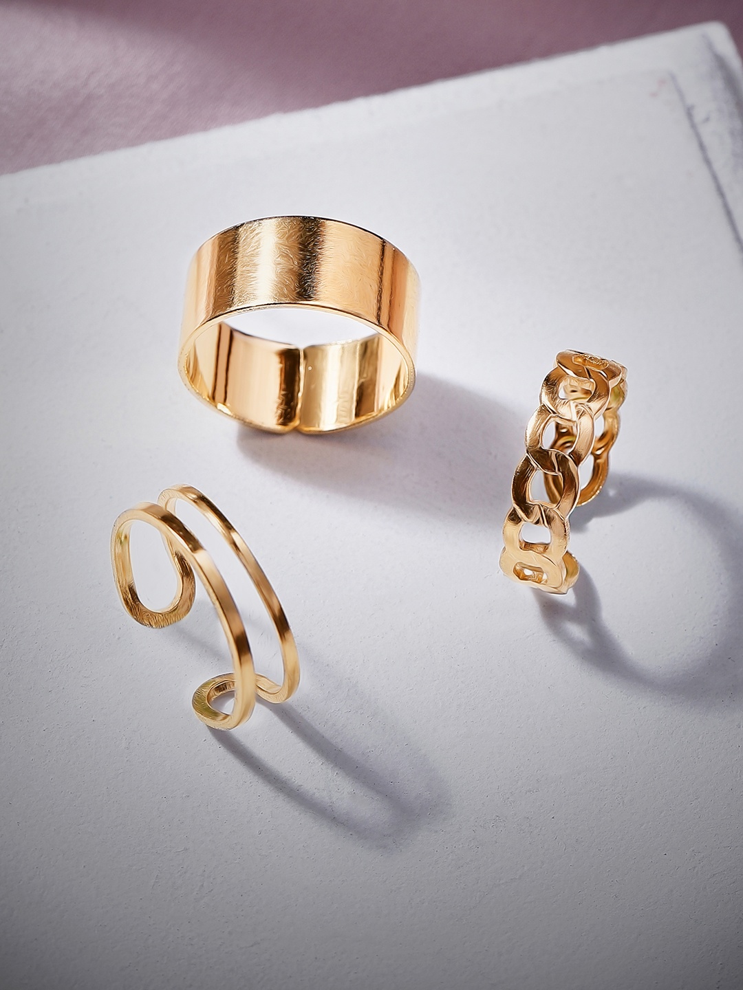 

TOKYO TALKIES X rubans FASHION ACCESSORIES Set Of 3 Gold-Plated Handcrafted Finger Rings