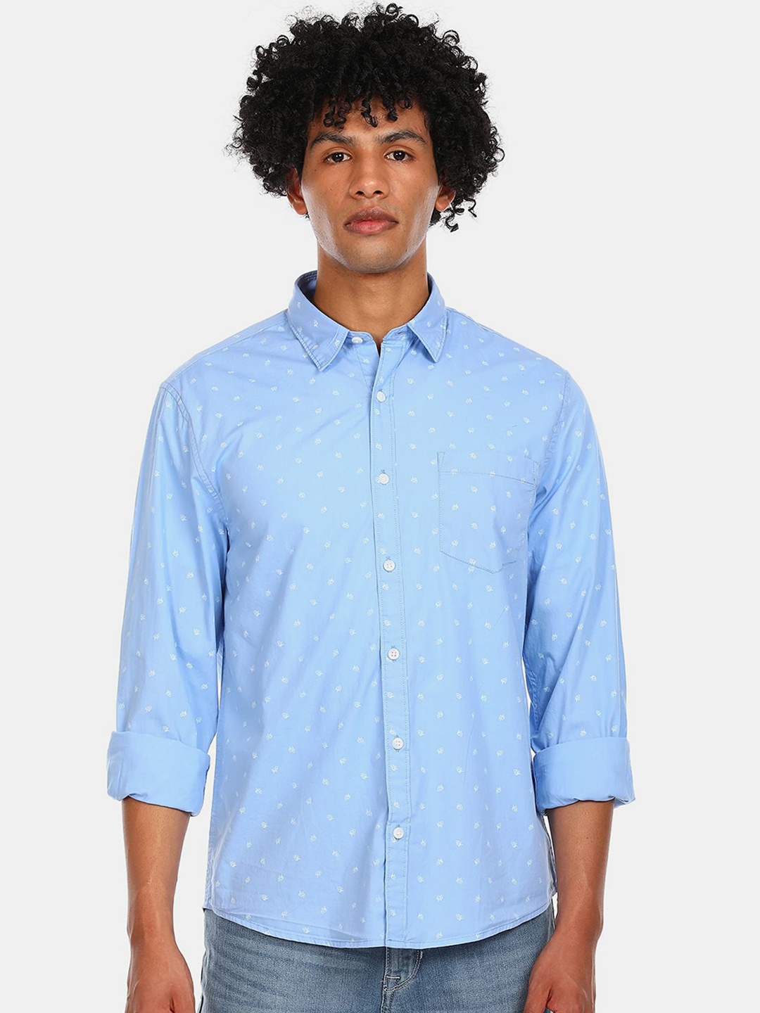 

Ruggers Men Blue Floral Opaque Printed Casual Pure Cotton Shirt