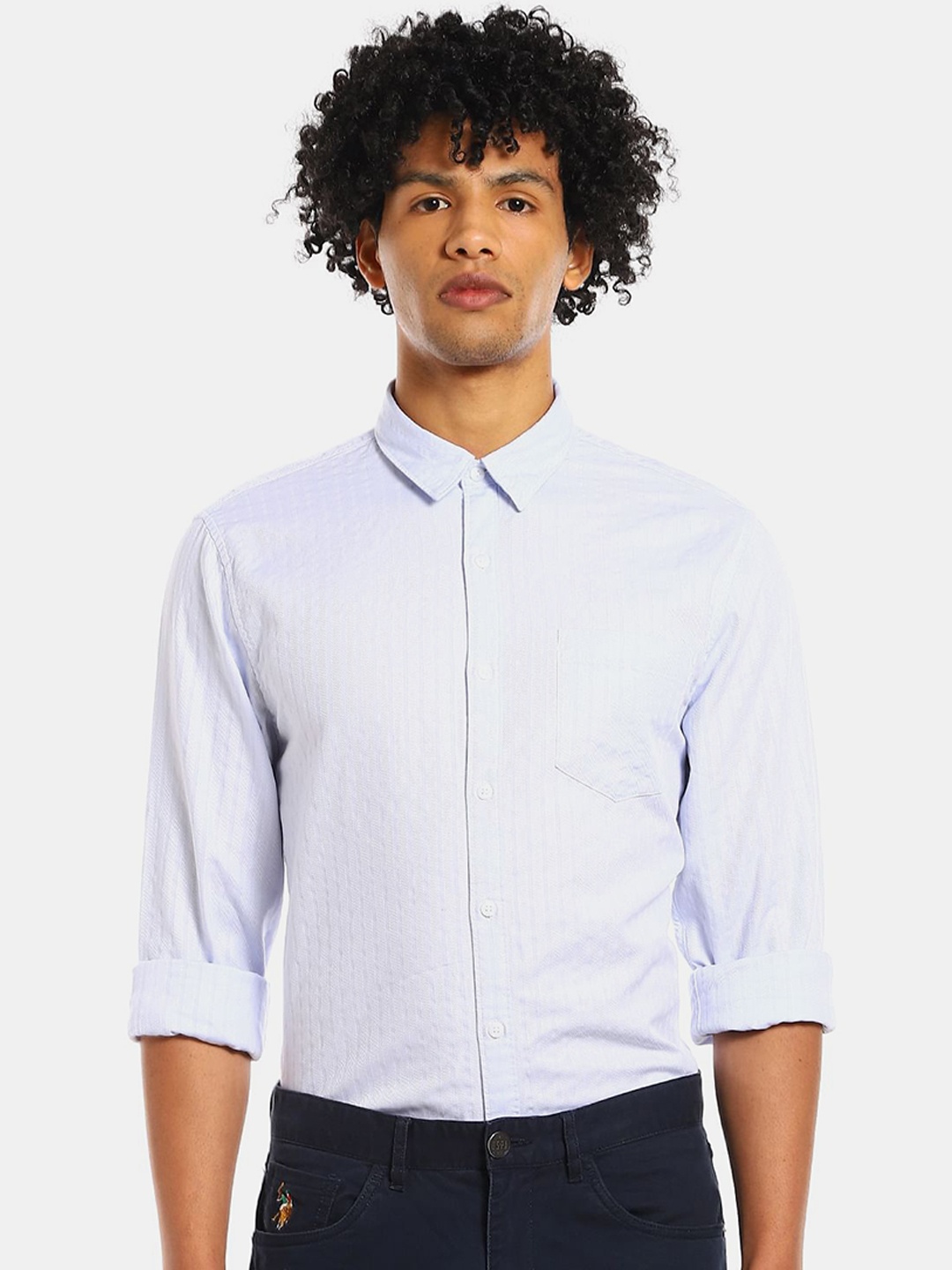 

Ruggers Men Blue Striped Casual Shirt