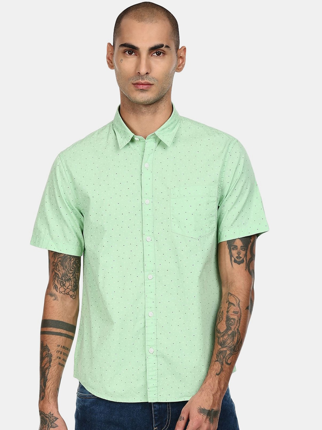 

Ruggers Men Green Printed Casual Shirt