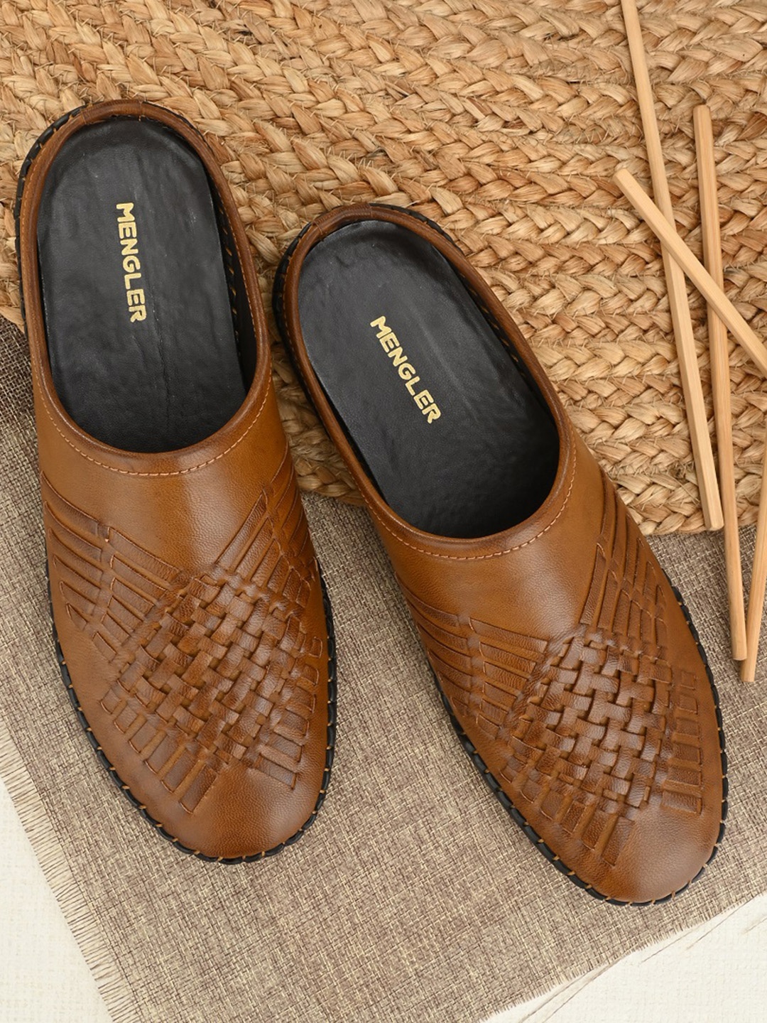 

MENGLER Men Tan Brown Comfort Sandals