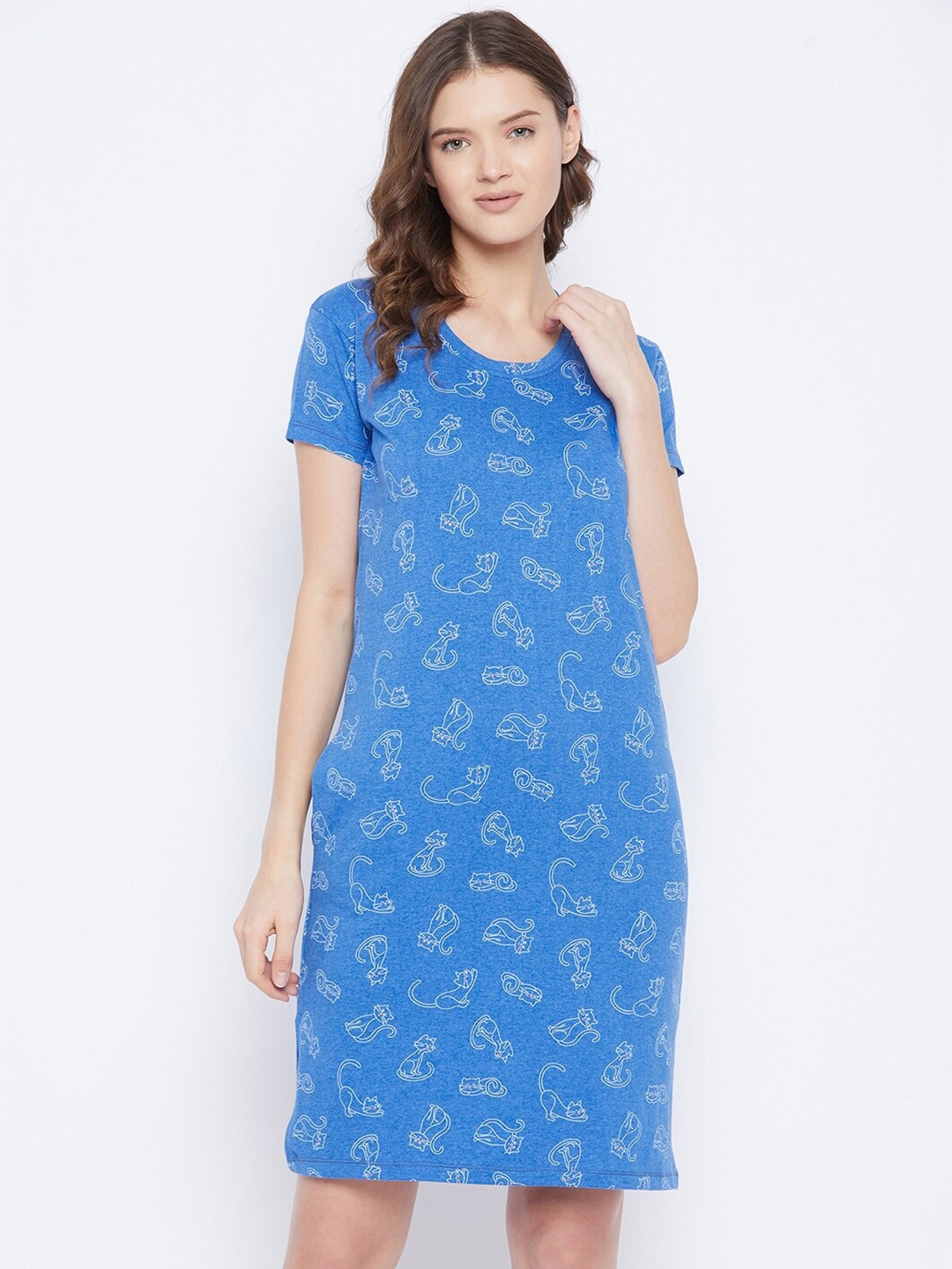 

Austin wood Women Blue Printed T-Shirt Nightdress