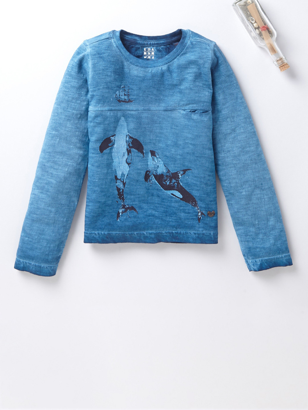 

Ed-a-Mamma Boys Navy Blue Graphic Printed Pure Cotton T-shirt