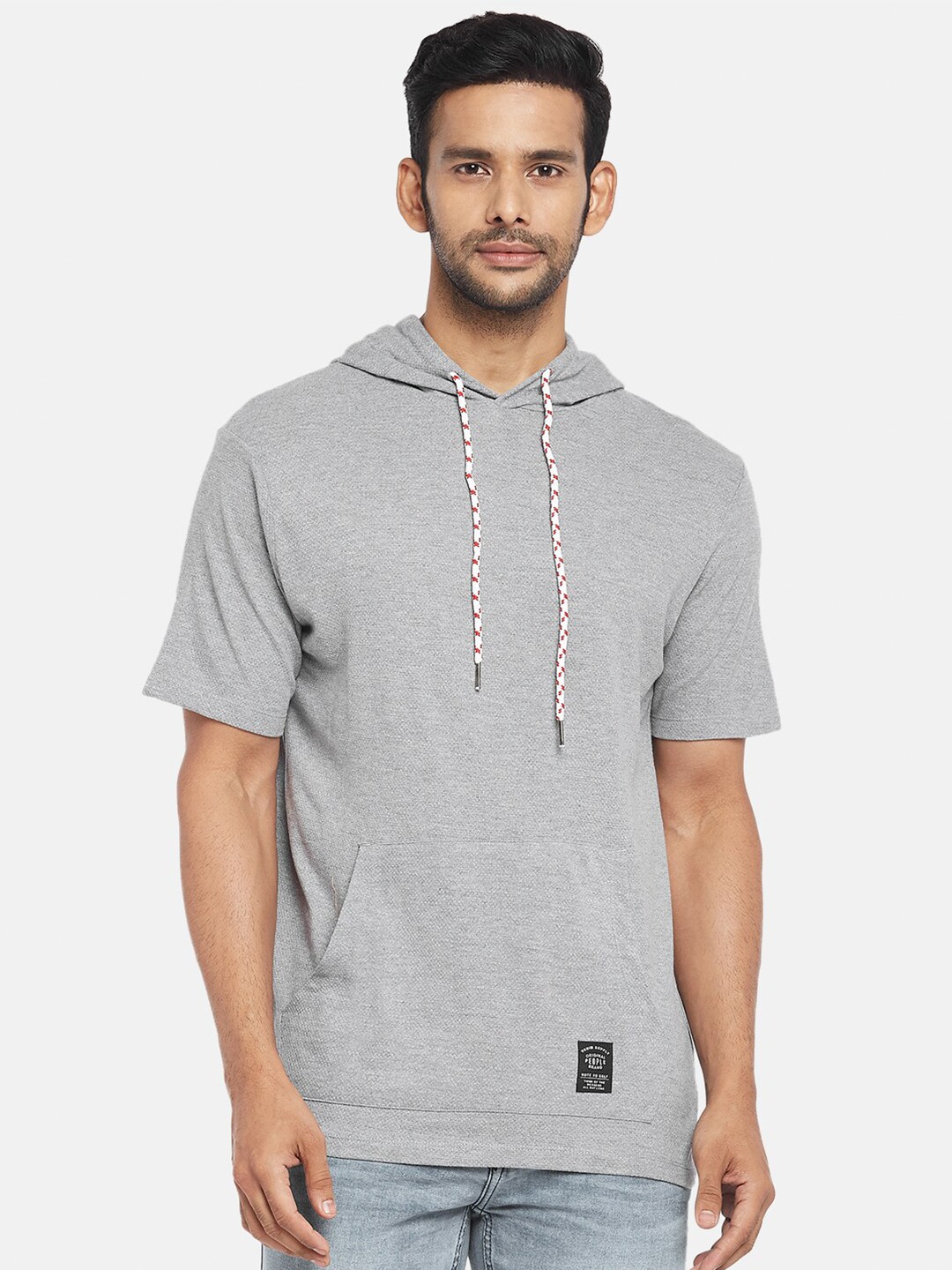 

People Men Grey Pockets Detail Pure Cotton T-shirt