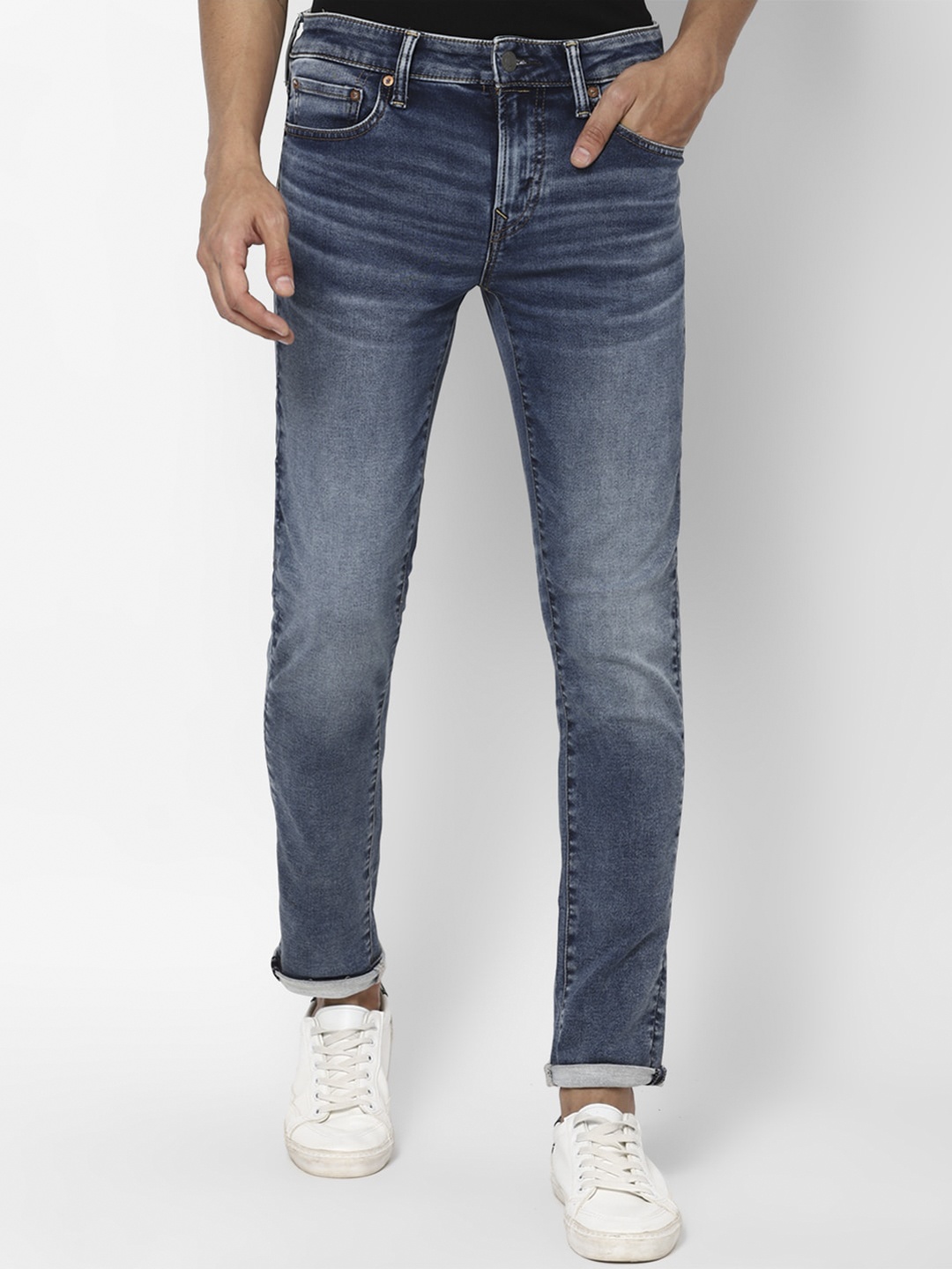 

AMERICAN EAGLE OUTFITTERS Men Blue Skinny Fit Heavy Fade Jeans
