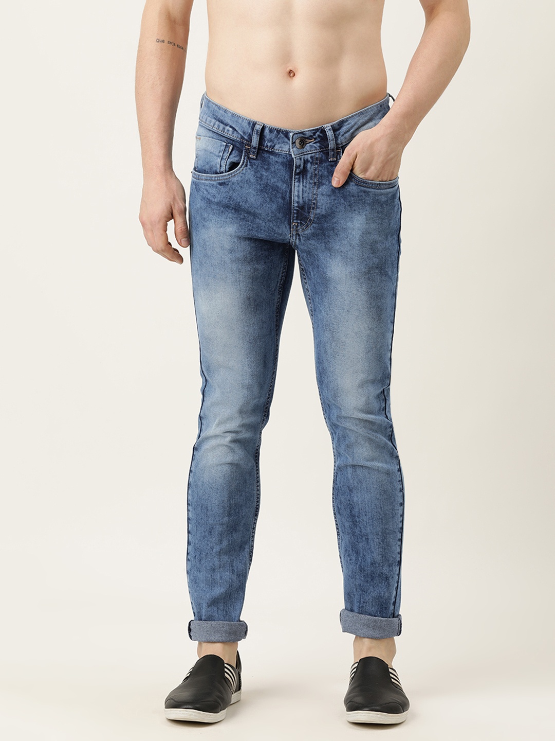 

Flying Machine Men Blue Skinny Fit Low-Rise Light Fade Stretchable Jeans