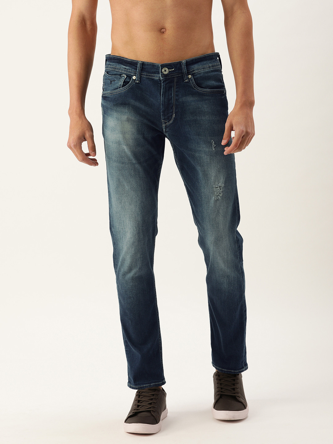 

Flying Machine Men Blue Slim Fit Heavy Fade Stretchable Jeans