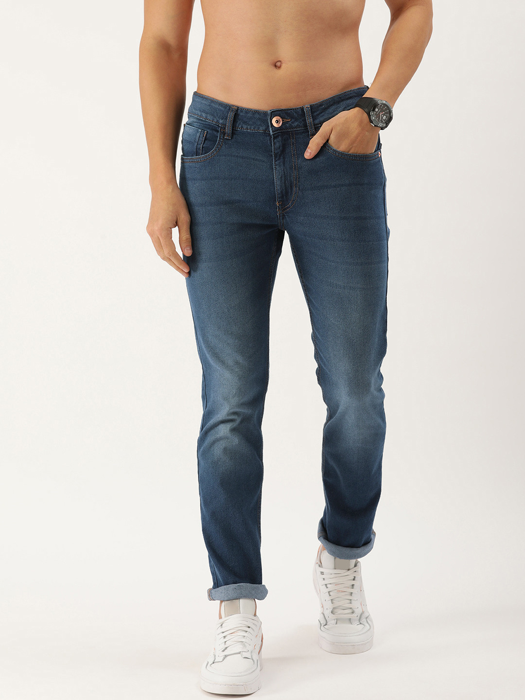 

Flying Machine Men Blue Slim Tapered Fit Light Fade Mid Rise Stretchable Jeans