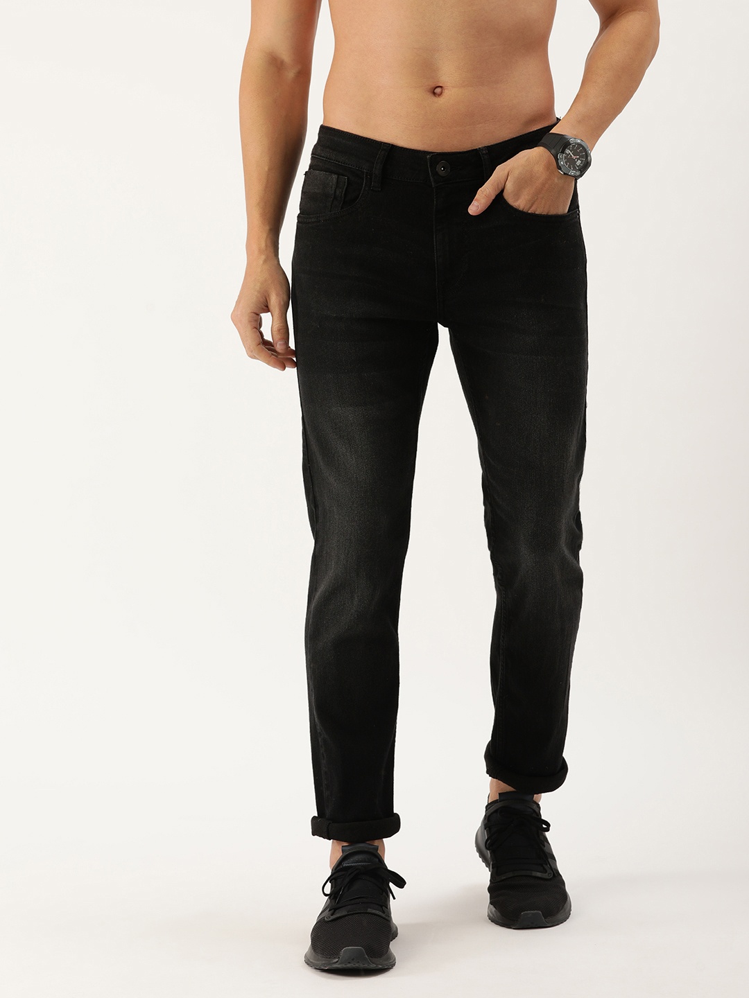 

Flying Machine Men Black Michael Slim Tapered MId Rise Fit Light Fade Stretchable Jeans