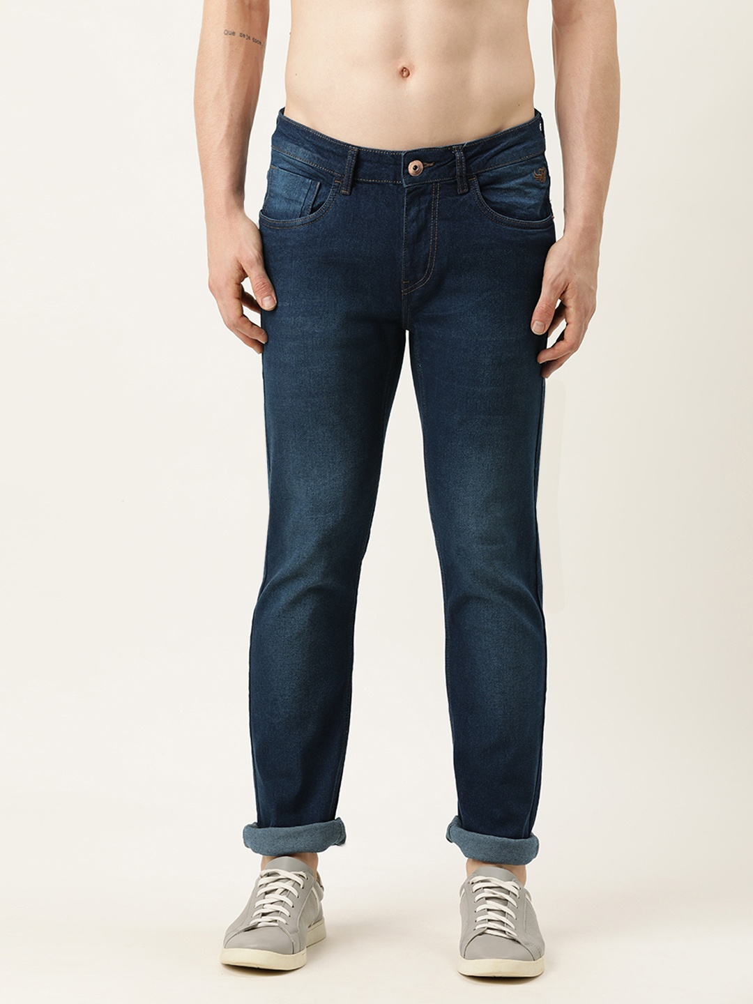 

Flying Machine Men Navy Blue Micheal Slim Tapered Fit Light Fade Stretchable Jeans