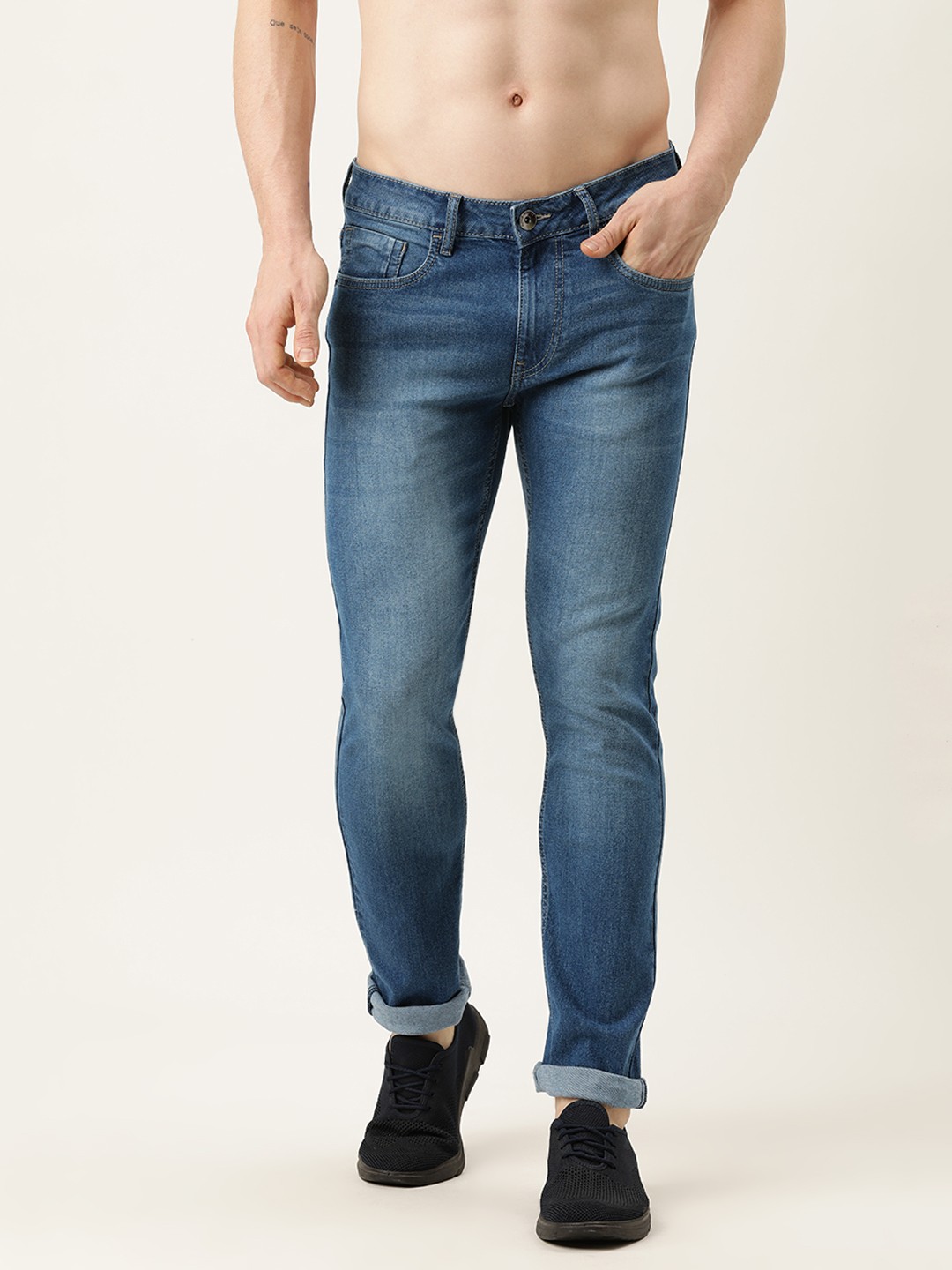 

Flying Machine Men Blue Micheal Slim Tapered Fit Light Fade Stretchable Jeans