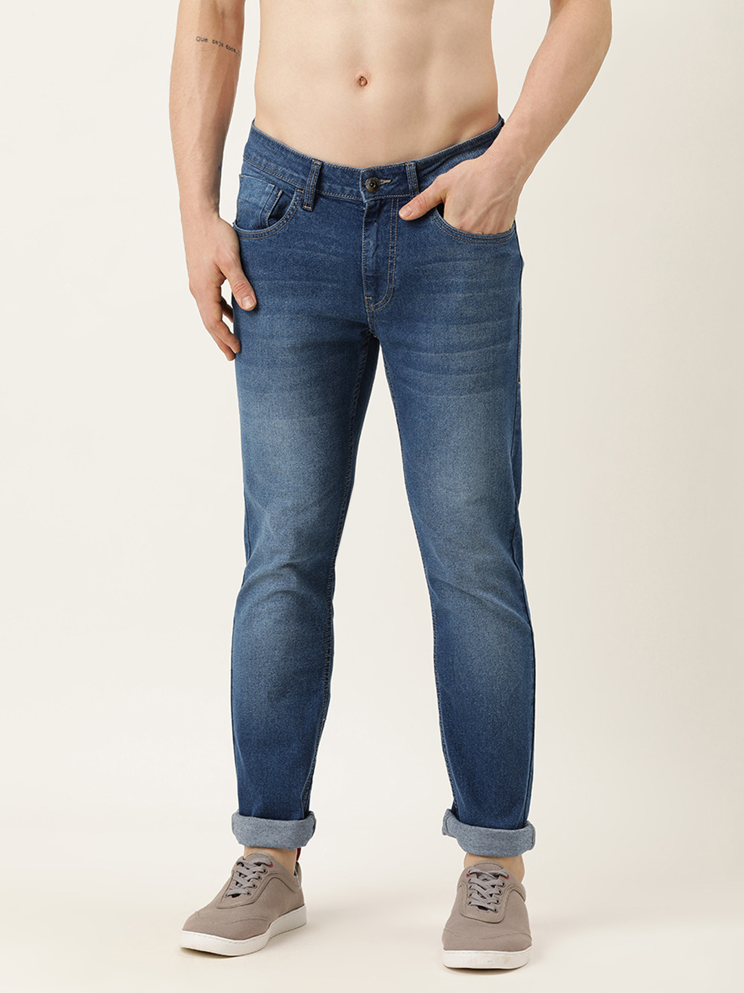

Flying Machine Men Navy Blue Micheal Slim Tapered Fit Light Fade Stretchable Jeans