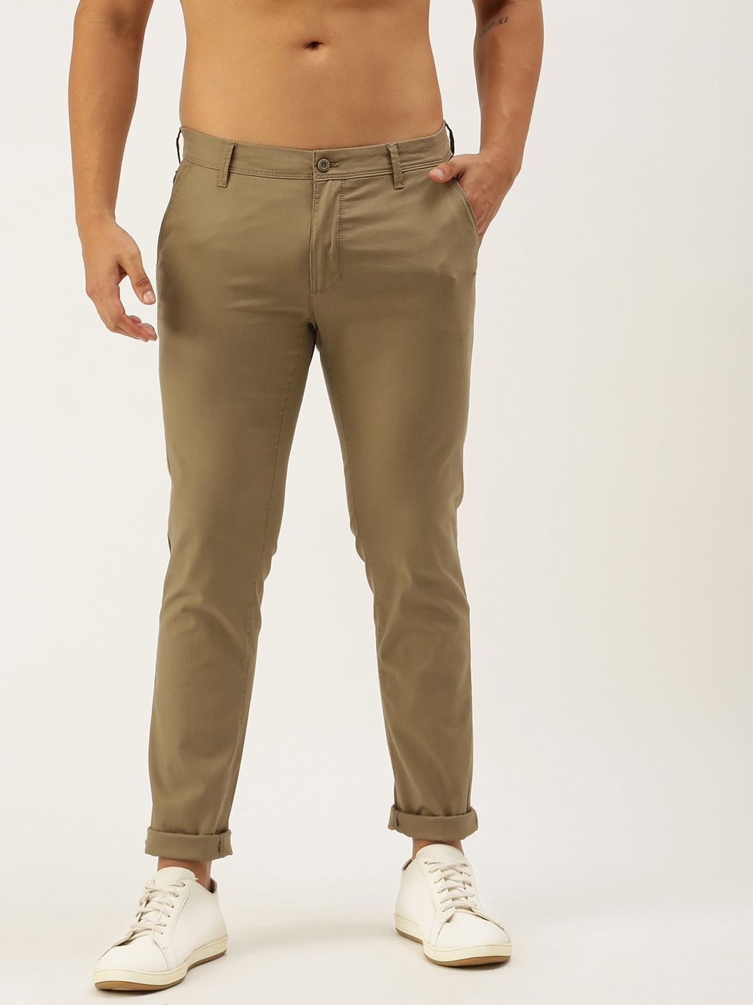 

Flying Machine Men Khaki Super Slim Fit Chinos Trousers