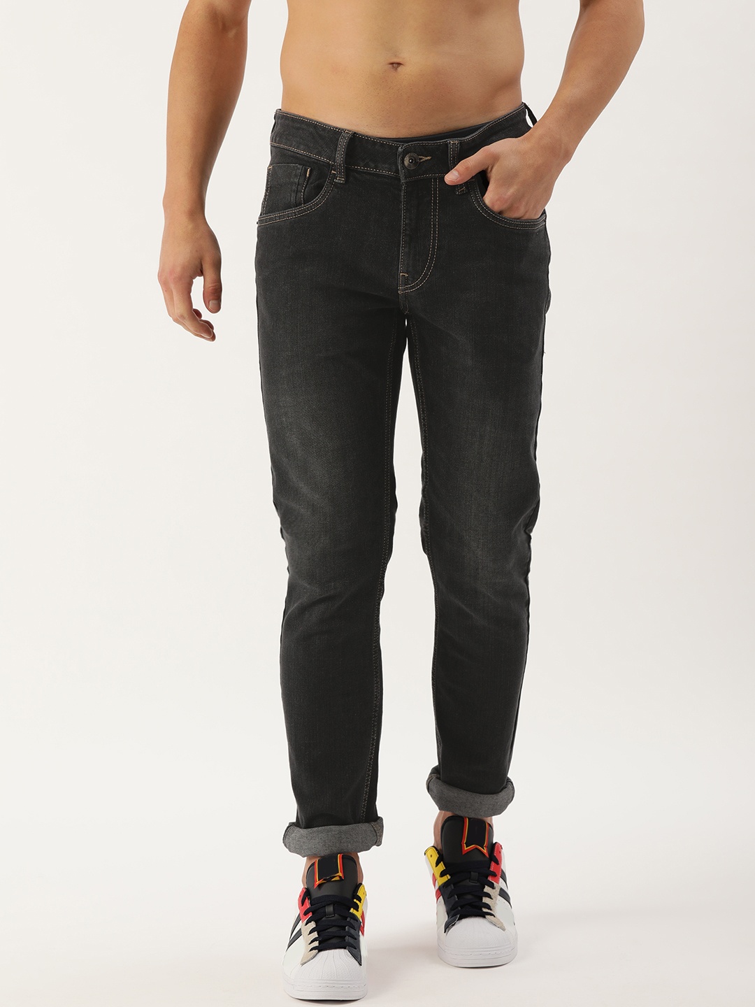 

Flying Machine Men Black Jackson Skinny Fit Low-Rise Light Fade Stretchable Jeans
