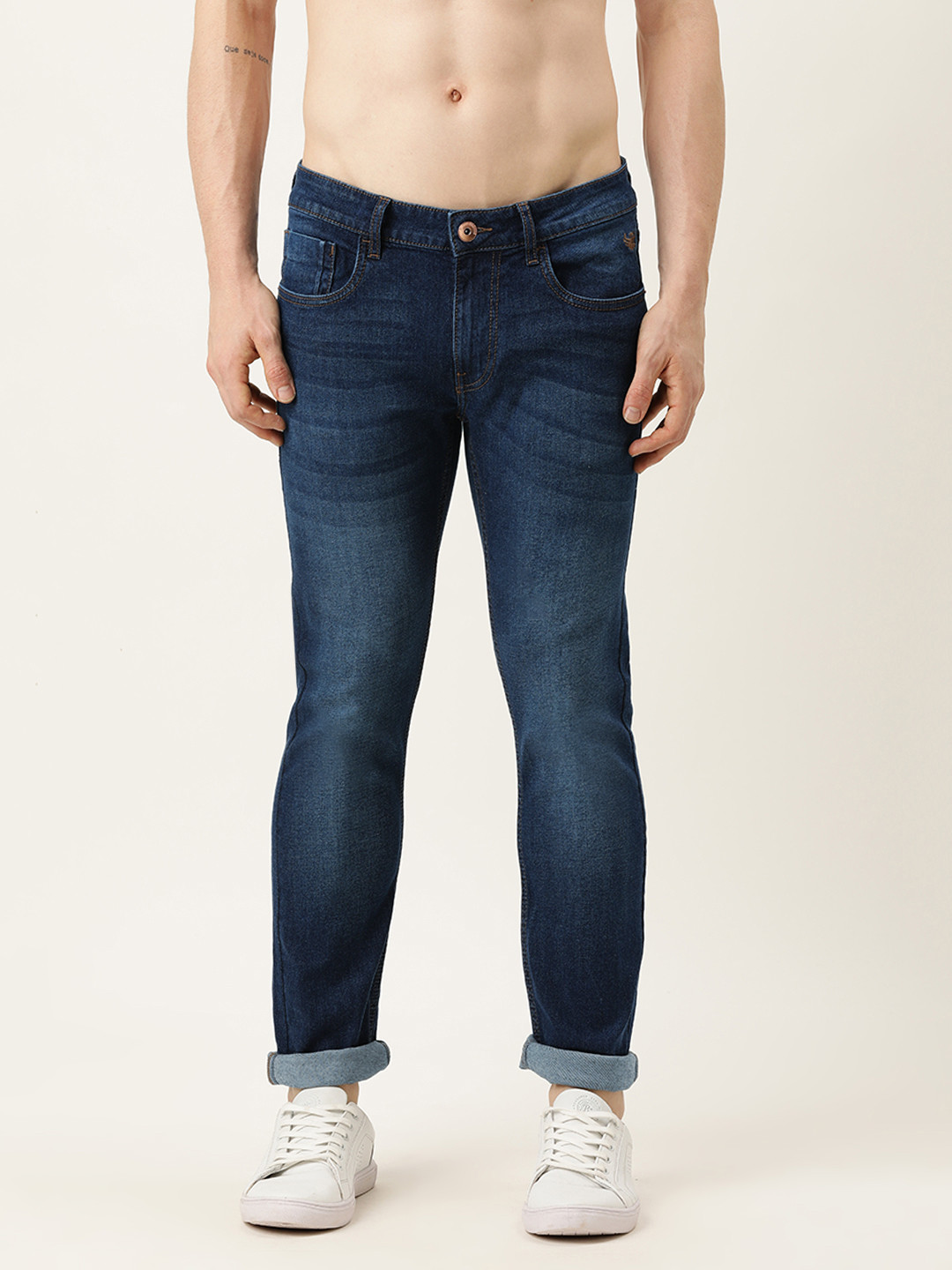 

Flying Machine Men Navy Blue Micheal Slim Tapered Fit Light Fade Stretchable Jeans