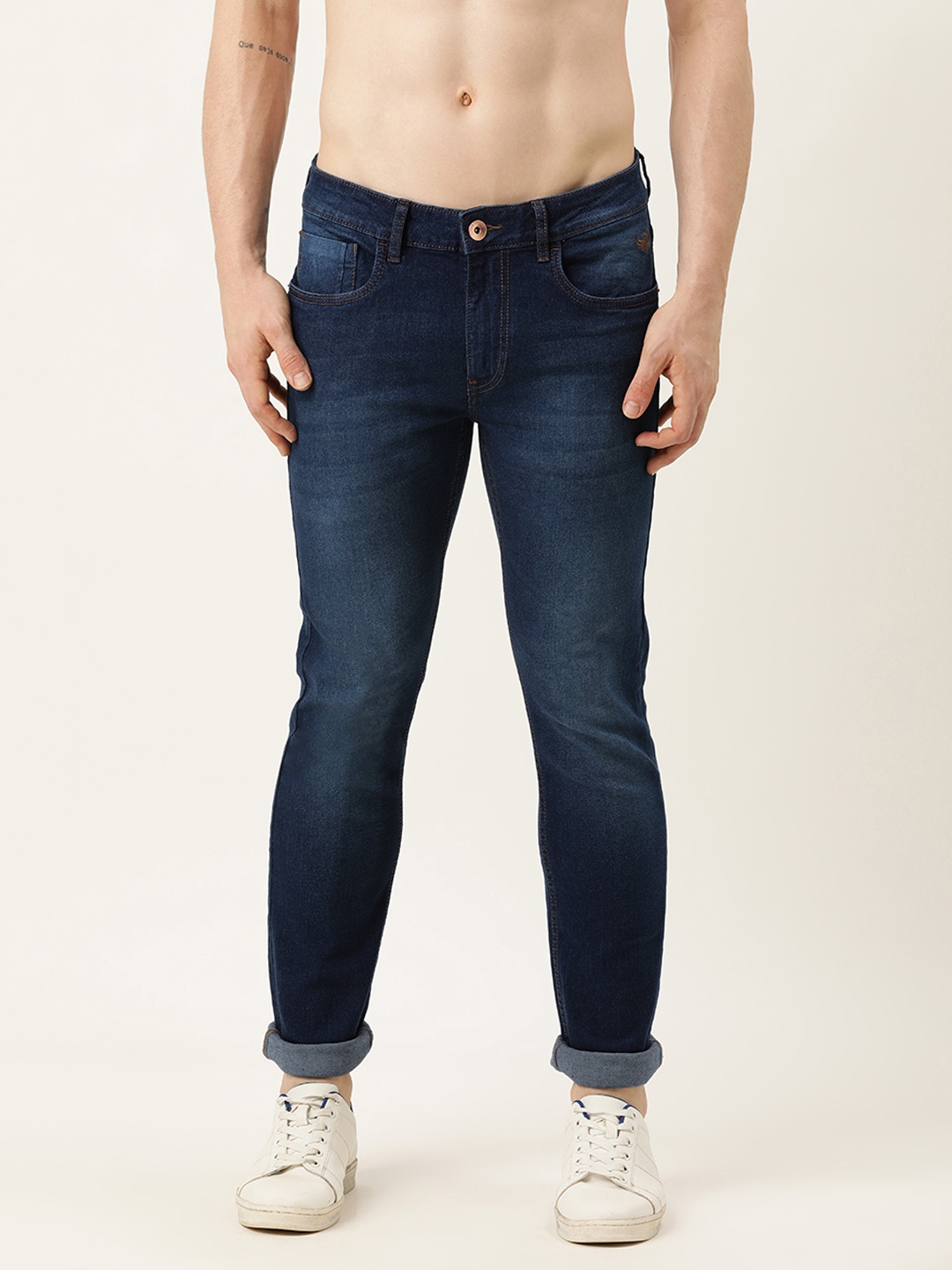 

Flying Machine Men Navy Blue Micheal Slim Tapered Fit Light Fade Stretchable Jeans