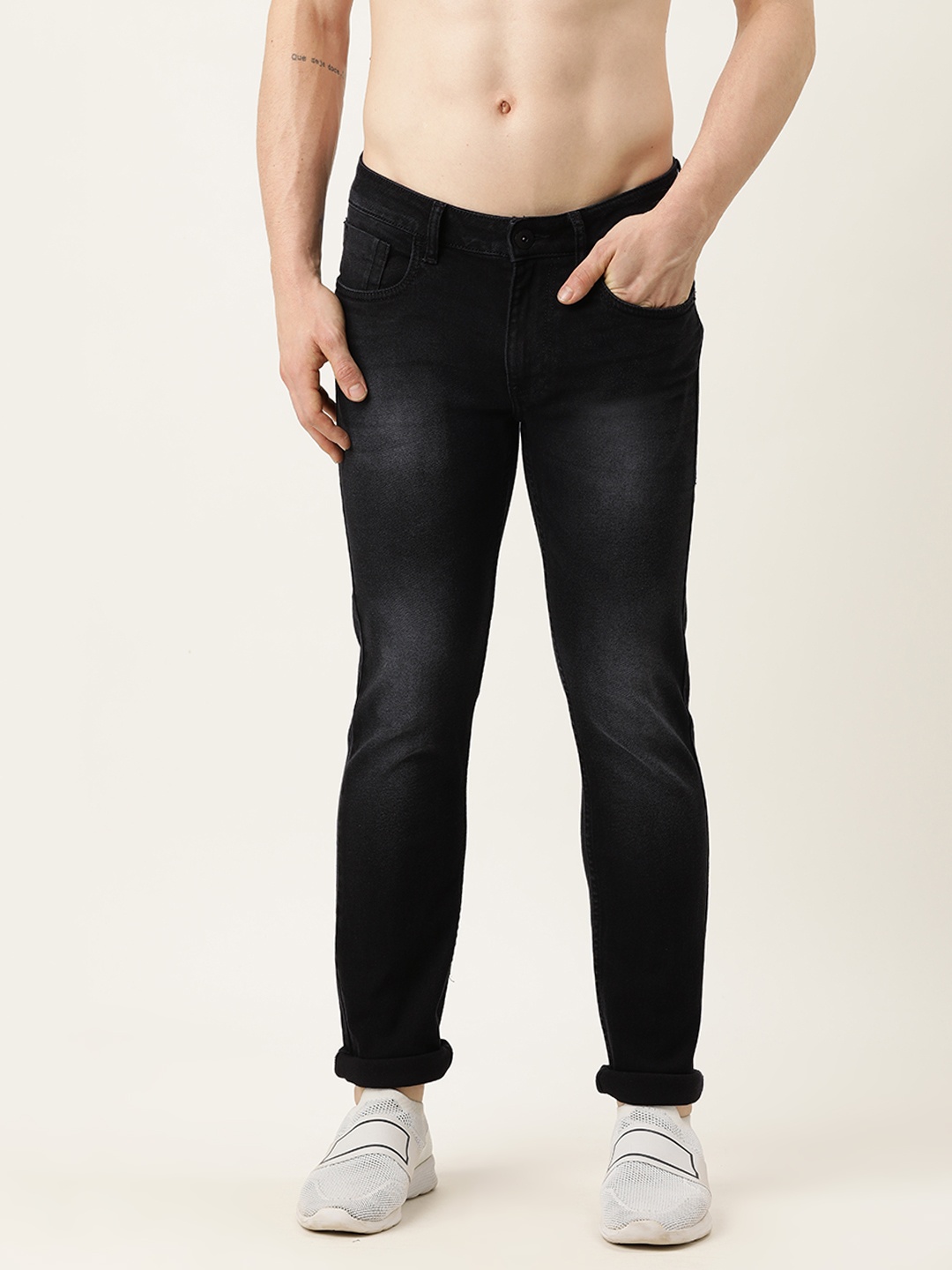 

Flying Machine Men Black Micheal Slim Tapered Fit Light Fade Stretchable Jeans