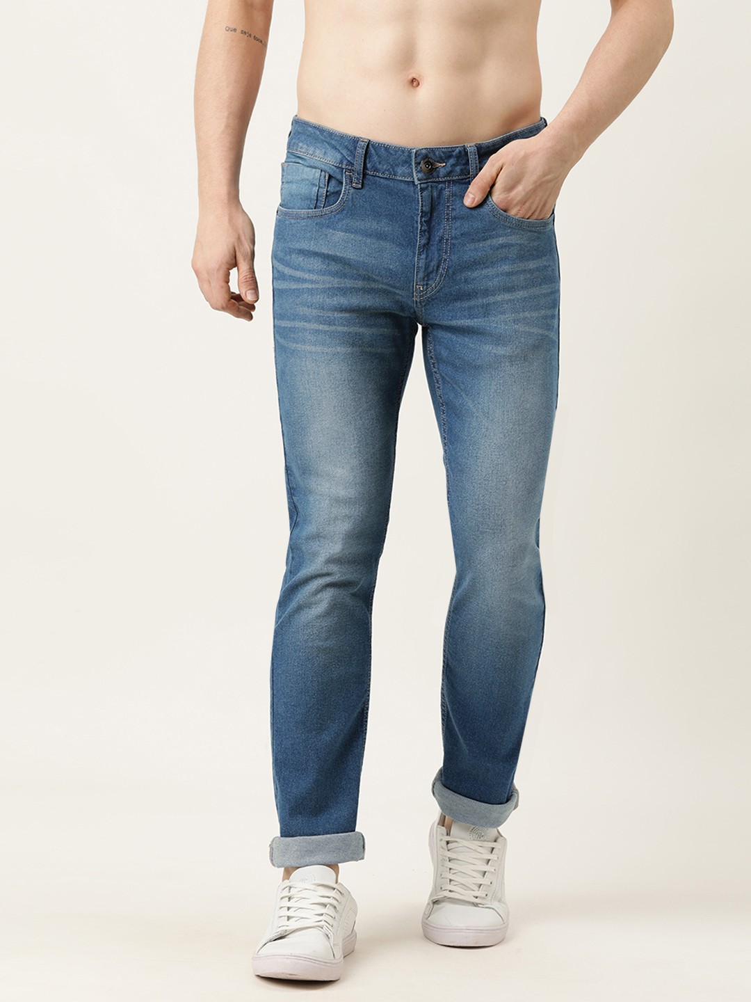 

Flying Machine Men Blue Slim Fit Heavy Fade Stretchable Jeans