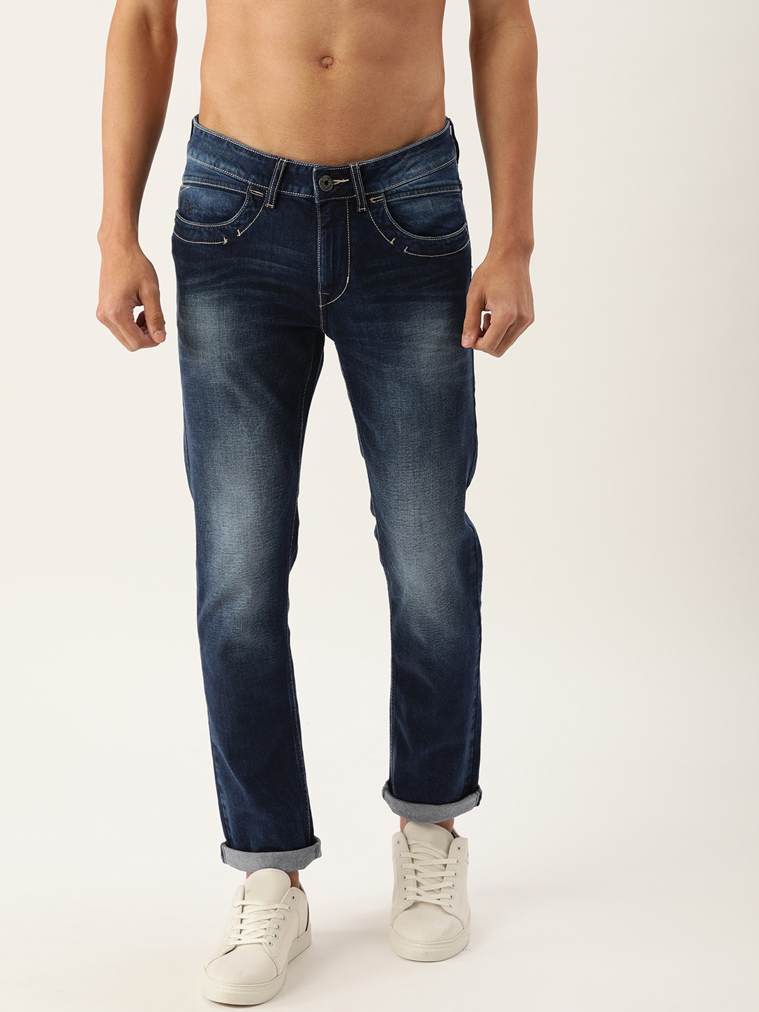 

Flying Machine Men Blue Slim Tapered Michael Fit Heavy Fade Stretchable Jeans