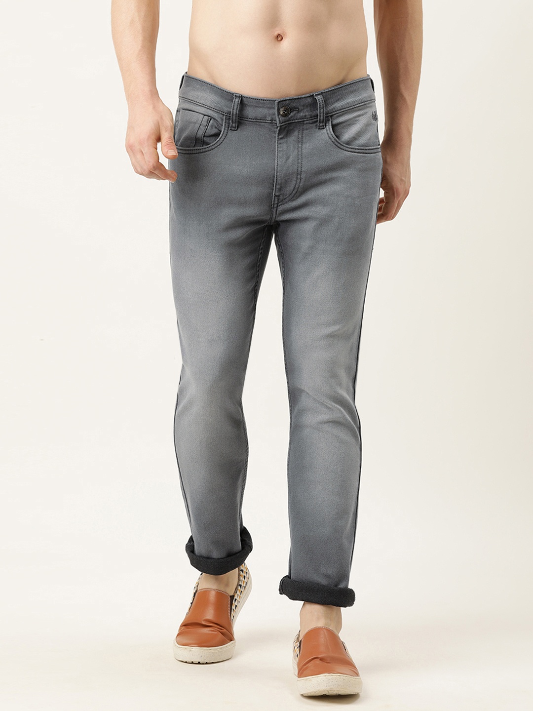

Flying Machine Men Grey Micheal Slim Tapered Fit Light Fade Stretchable Jeans