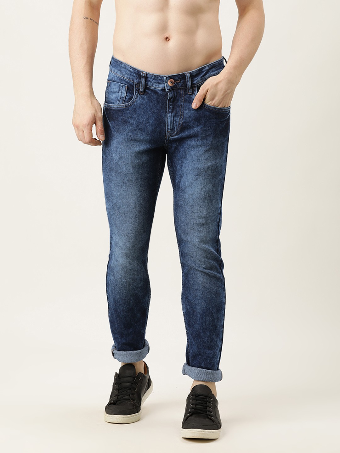 

Flying Machine Men Blue Skinny Fit Low-Rise Light Fade Stretchable Jeans