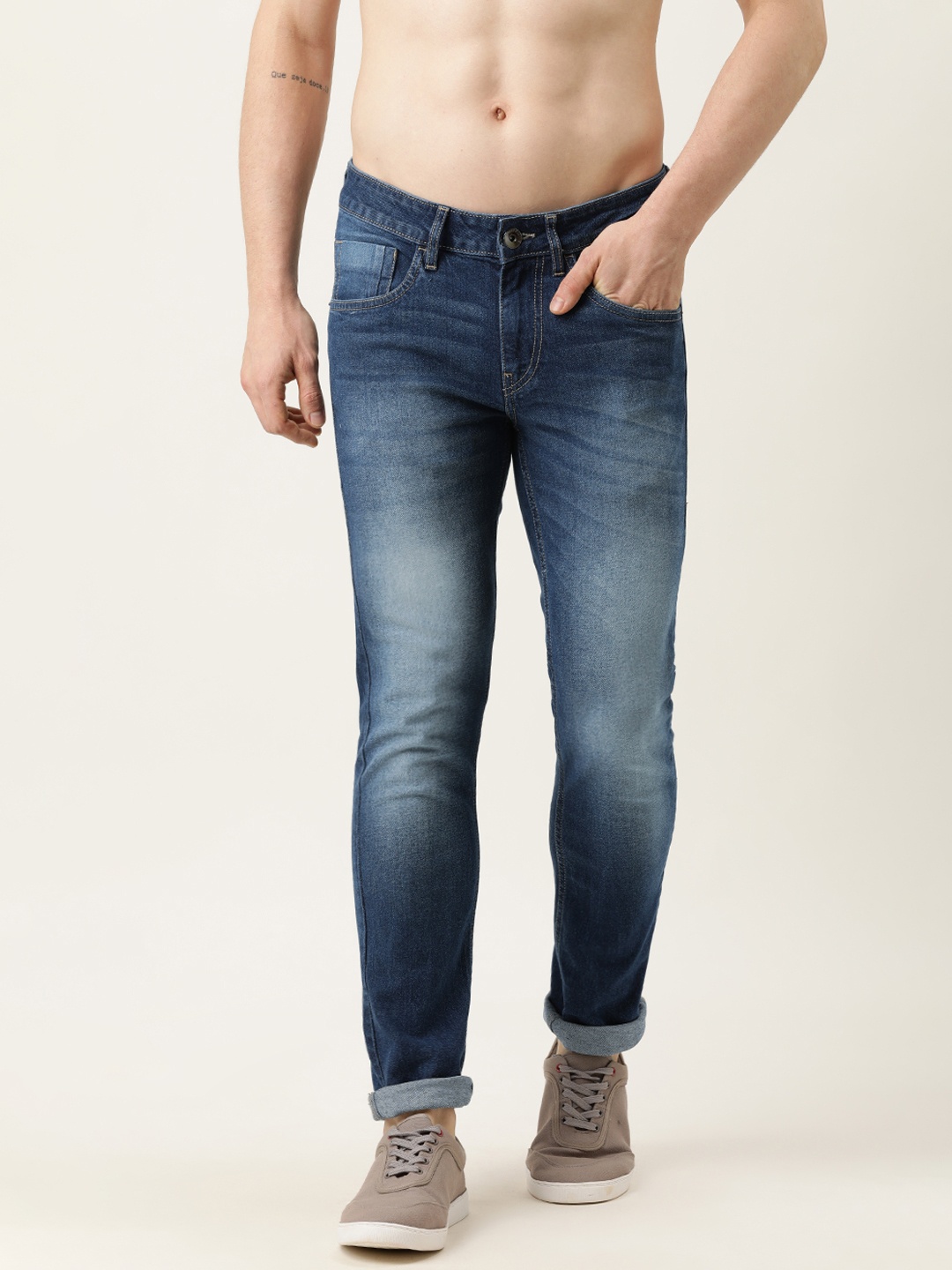 

Flying Machine Men Blue Jackson Skinny Fit Low-Rise Heavy Fade Stretchable Jeans