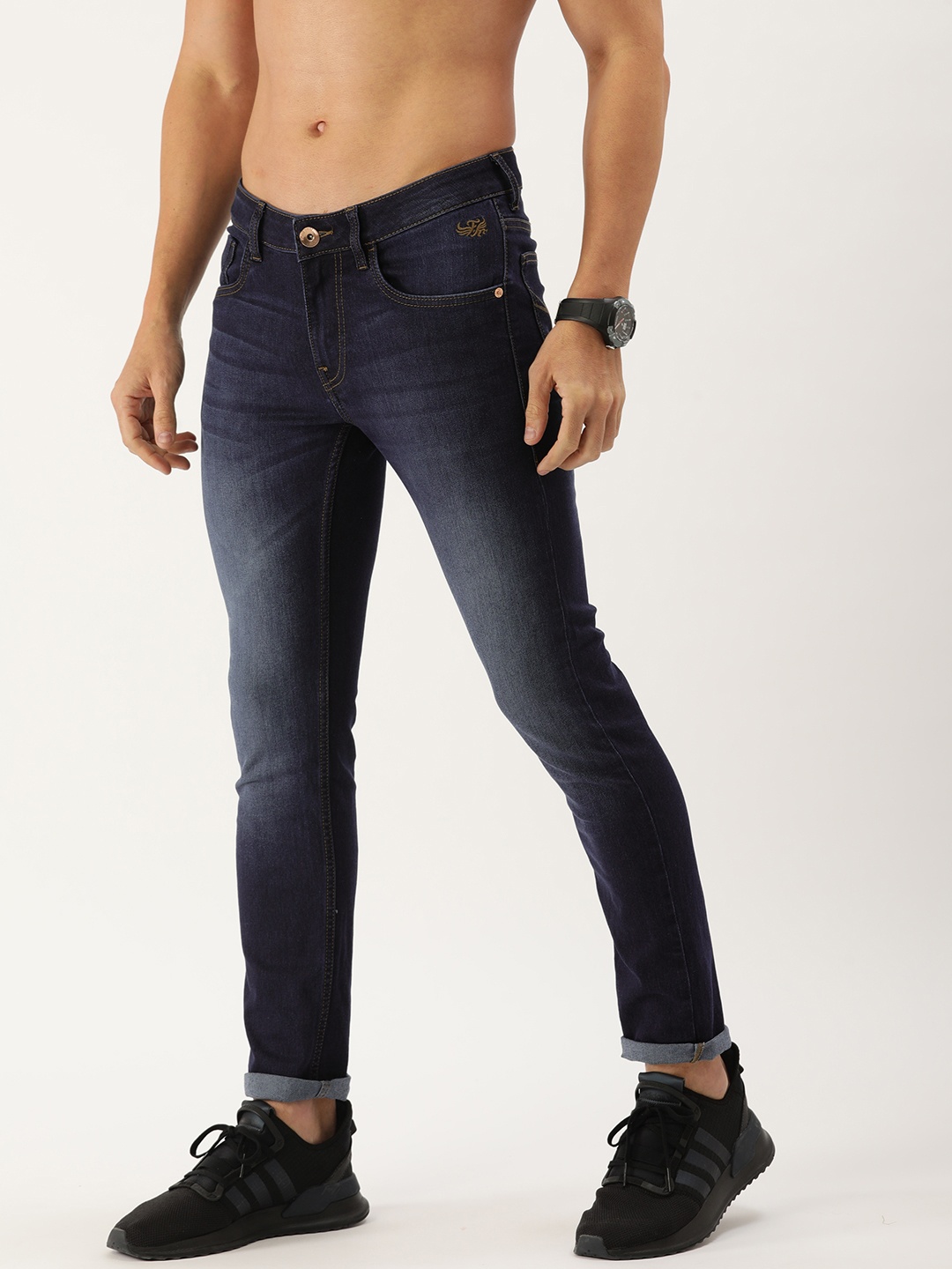 

Flying Machine Men Navy Blue Jackson Skinny Fit Low-Rise Light Fade Stretchable Jeans