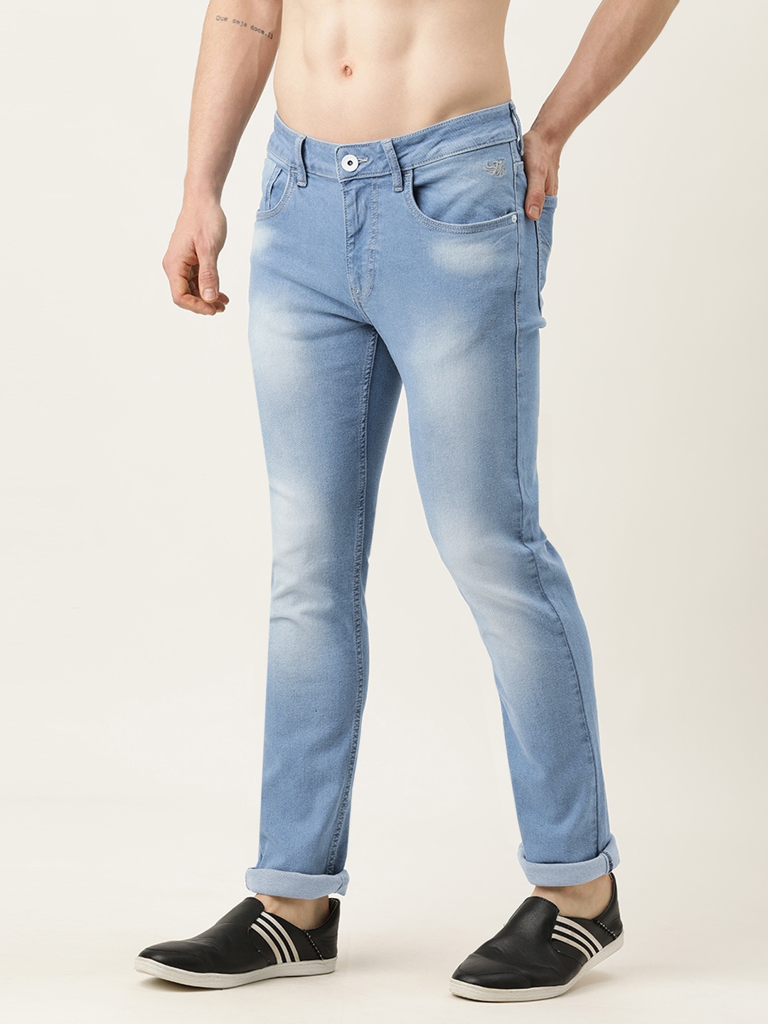

Flying Machine Men Blue Skinny Fit Low-Rise Heavy Fade Stretchable Jeans