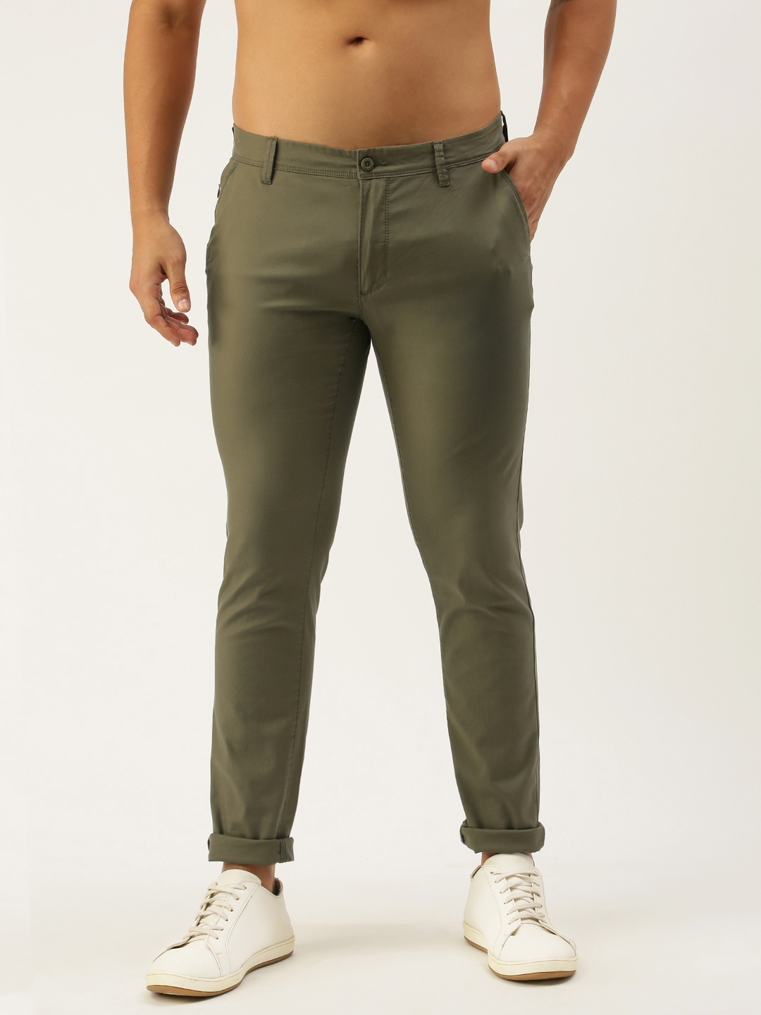 

Flying Machine Men Olive Green Slim Fit Chino Trousers