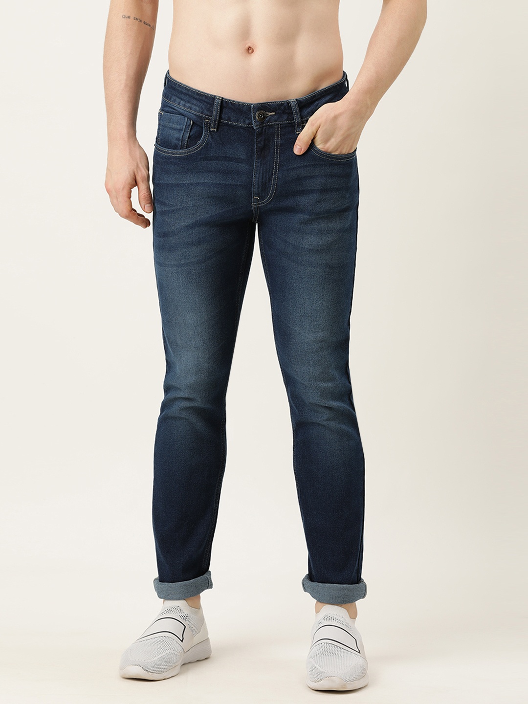 

Flying Machine Men Blue Skinny Fit Low-Rise Heavy Fade Stretchable Jeans