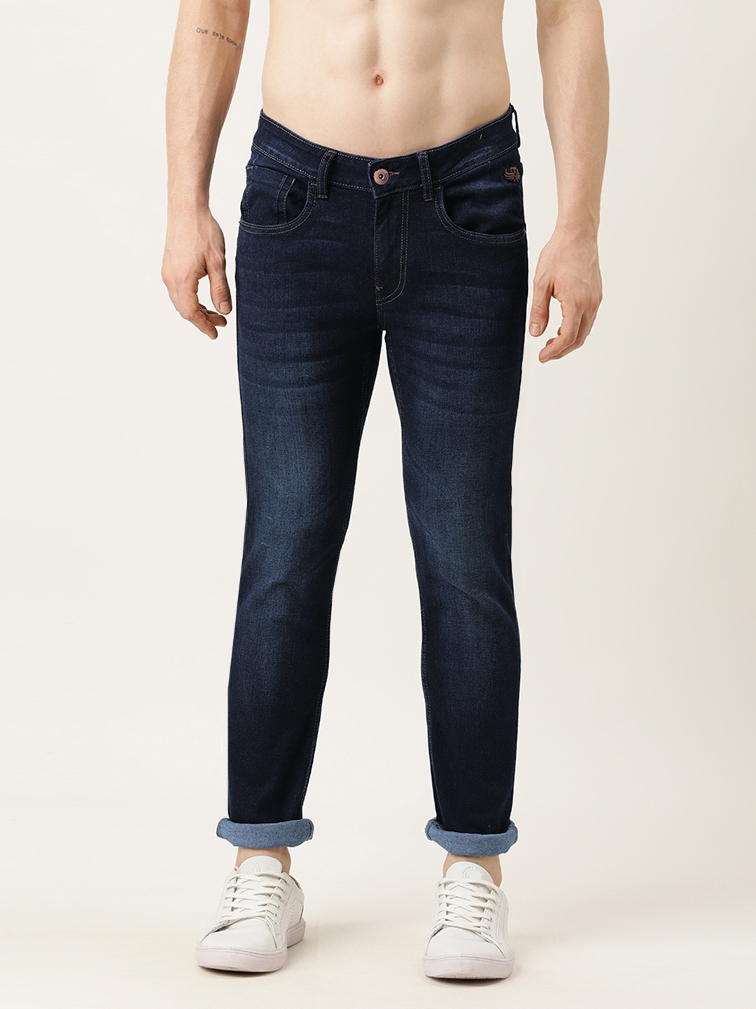 

Flying Machine Men Blue Skinny Fit Low-Rise Heavy Fade Stretchable Jeans