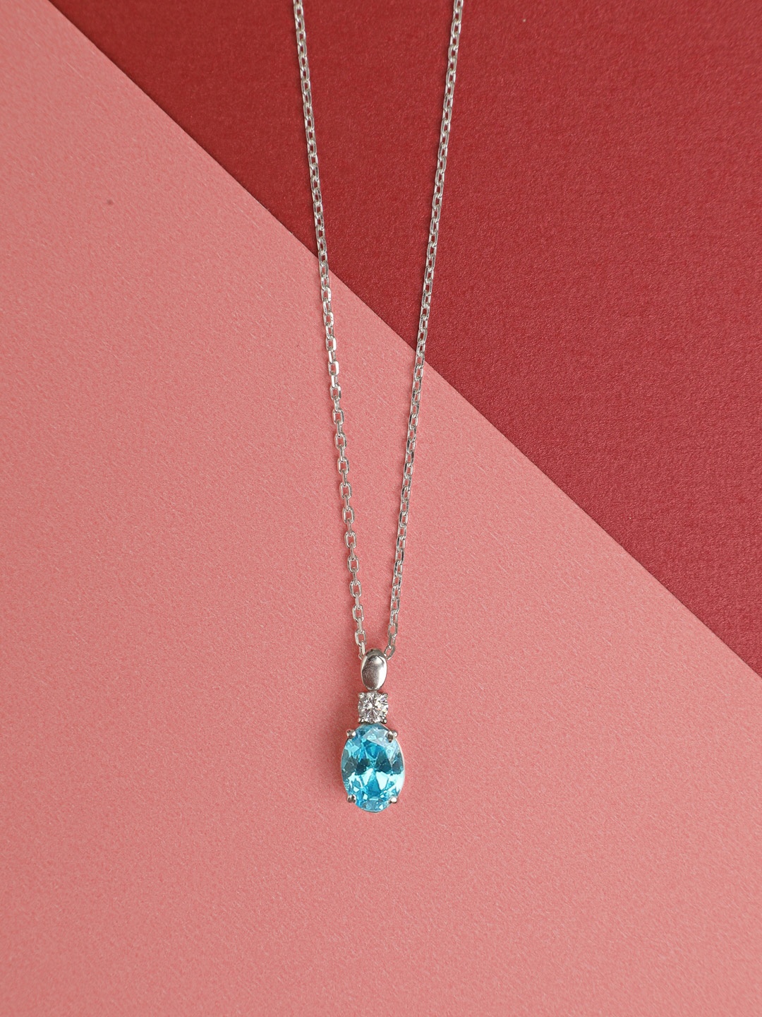 

Clara 92.5 Sterling Silver Rhodium-Plated Blue Chain with Pendant