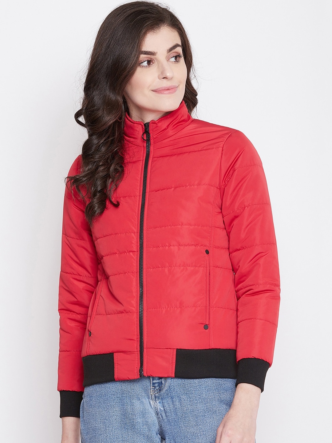 

PERFKT-U Women Red Geometric Lightweight Puffer Jacket