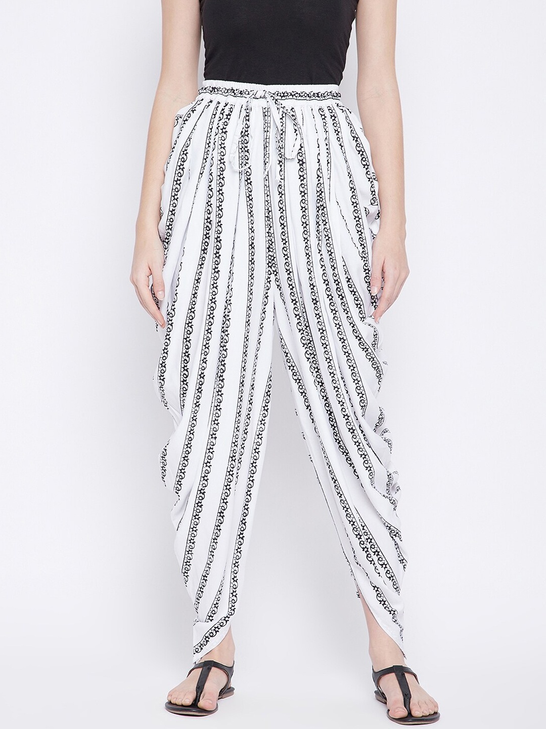 

TULIP 21 Women White & Black Striped Dhoti Pants