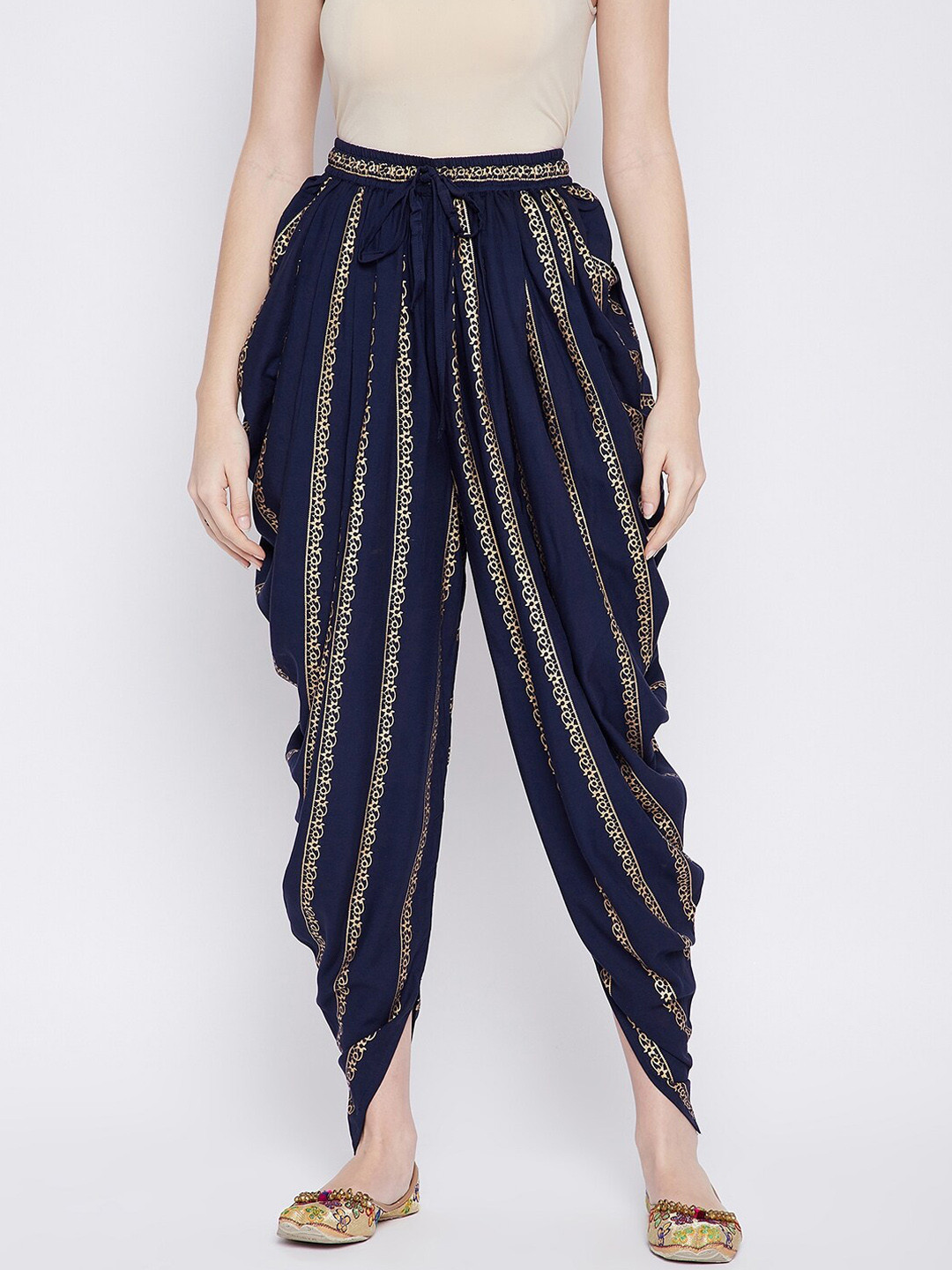 

TULIP 21 Women Navy Blue & Gold-Striped Dhoti Pants